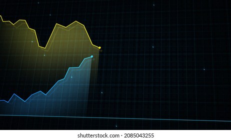 3D rendering of a tech-style digital income line graph against a high-tech grid background. Concept for presentations, advertising and showing profitability and statistics