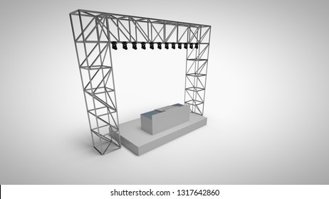 3d Rendering Template Dj Stage With Light