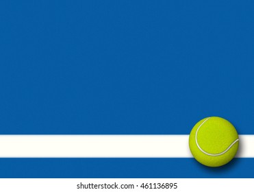3d rendering of tennis ball in blue tennis court. Sport Background