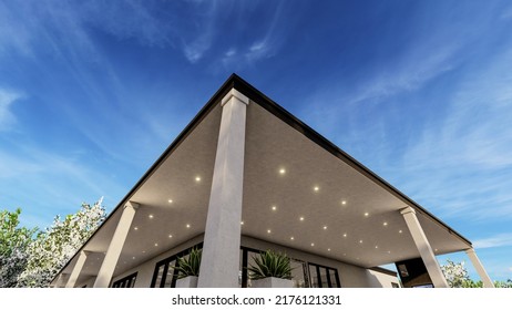 3d Rendering Of Terrace House, Semi Covered Area Design, Asia, 2021