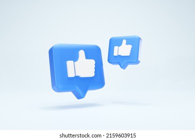 3D Rendering Text Box Like Social Media Symbols Icon Background Perspective Duo View