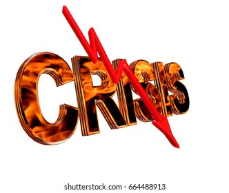 3d rendering. Text crisis on a world map background on a white background