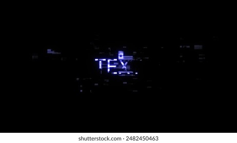 3D rendering text with screen effects of technological failures. Spectacular screen glitch with various kinds of interference