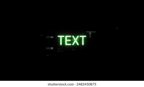 3D rendering text with screen effects of technological failures. Spectacular screen glitch with various kinds of interference