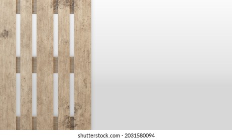 3D Rendering Textured Wood Palette Top View Standing Side By Side On A White Background.