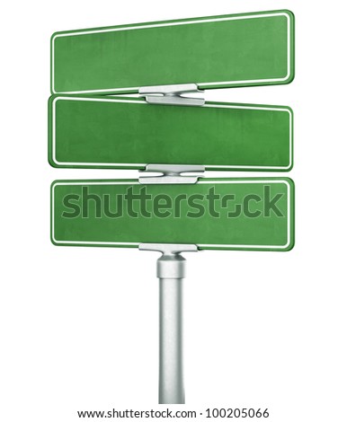 3d rendering of three blank signs stacked ontop of eachother