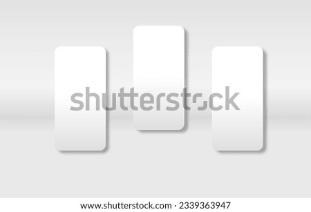 The 3d rendering of three blank smartphone screens is isolated on minimal clear background, for ui template, social media showcase, application design porfolio, or responsive brand website mockup.
