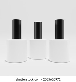 3d rendering three white nails polish finger a front view