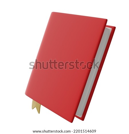 3d rendering tilted cartoon style red color closed book and good for logo icon or symbol simple desgin