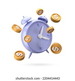 3d Rendering Of Time Is Money Concept Icon, Fit For Design Assets Of Business Or Finance, Purple Icon, 3d Icon