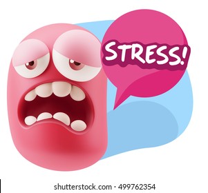 3d Rendering Tired Character Emoticon Expression Stock Illustration ...