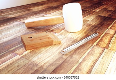 Man Installing Hardwood Floor Stock Illustrations Images