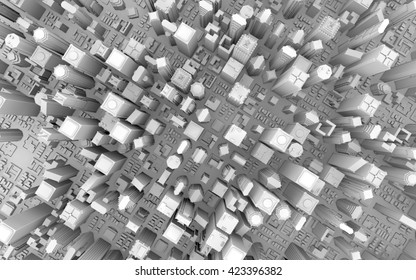 3d Rendering Of A Top View City