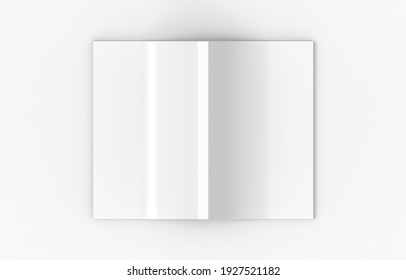 3d rendering. top view of a Spreading empty cover book on white background.