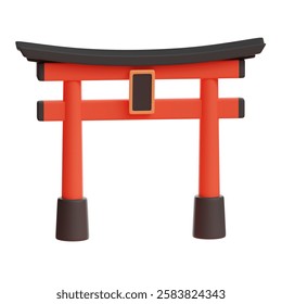 3d rendering of torii gate cherry blossom festival icon isolated on white background