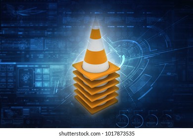 3d rendering traffic cone construction 