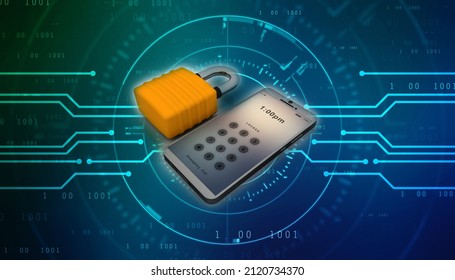 3d rendering Transmitter mobile wifi with lock
