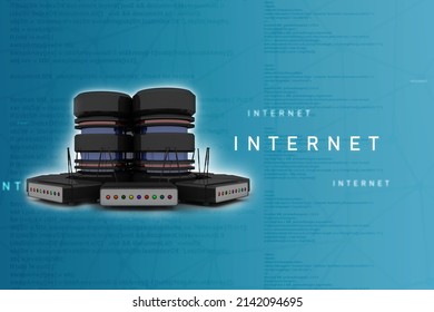 3d rendering Transmitter WiFi with database
