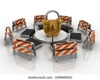 3d rendering Transmitter WiFi with lock