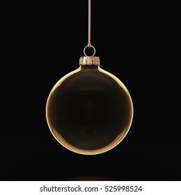 3D rendering transparent Christmas ball on a dark background