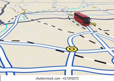 3D rendering of transport itinerary
