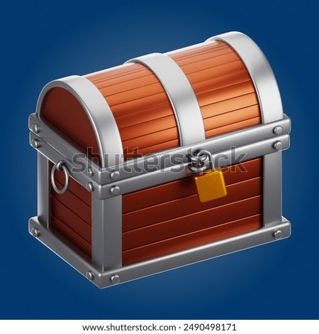 3d rendering treasure chest icon with cartoon style. Game icon concept