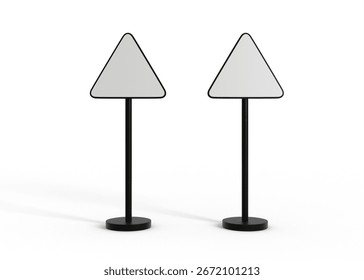 3D Rendering Triangle Traffic Sign Mockup
