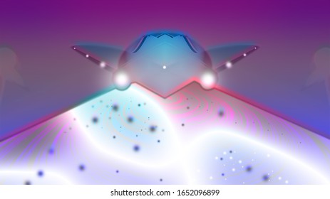 3d Rendering Of A Triangular Purple Ufo.