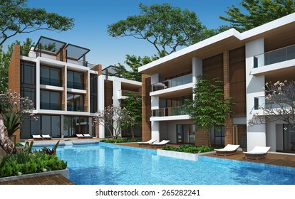 3D Rendering Of Tropical House Exterior 