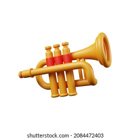 3d rendering of trumpet icon isolated on white background.3d illustration for ui ux design