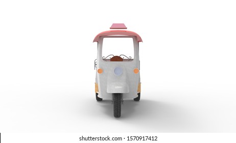 3d Rendering Of A Tuk Tuk Isolated In A Studio Background