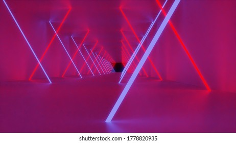 3d rendering tunnel with neon light