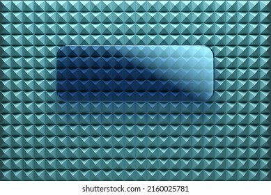3D Rendering Of Turquoise Acoustic Foam Panel Background With Empty Glass Bar With Your Ad Or Text