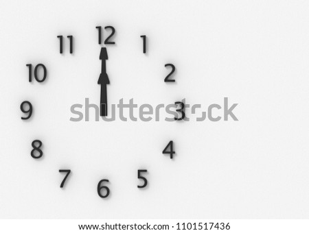 3d rendering. twelve o clock on the wall. relaxation or break time concept.