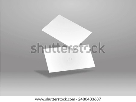3d rendering of two blank business name cards are isolated on clear background, for double-sided ticket mockup, modern marketing brand presentation, flyer promotion, or identity print template.