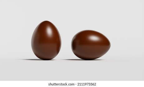 3D rendering, two chocolate eggs on a pink background, banner, space for text, wallpaper - Powered by Shutterstock