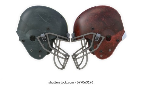 3d Rendering. Two Football Helmets