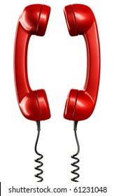3d rendering of two phone handsets, illustrating communication