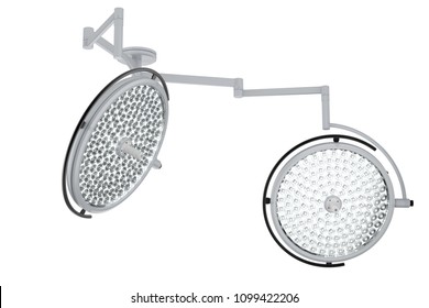 3d Rendering Two Surgery Lights Or Medical Lamps Isolated On White
