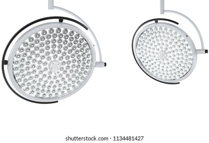 3d Rendering Two Surgery Lights Or Medical Lamps Isolated On White
