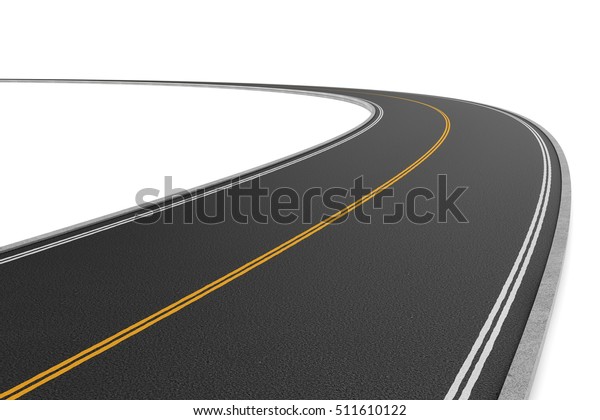 3d Rendering Twoway Road Bending Left Stock Illustration 511610122