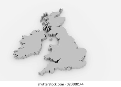 3d Rendering Of An UK Map Over A White Background