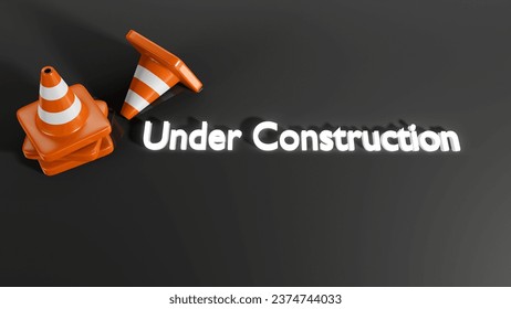 3D rendering of under construction traffic cone warning icon on color background, caution and attention sign concept