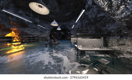 3D rendering of the underground hideout