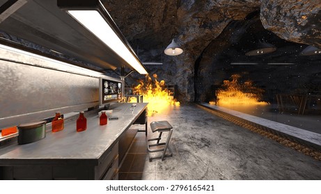 3D rendering of the underground hideout