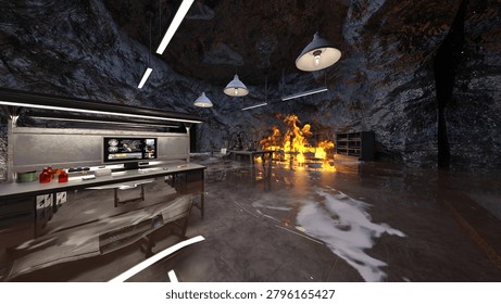 3D rendering of the underground hideout