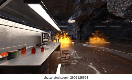 3D rendering of the underground hideout