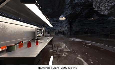 3D rendering of the underground hideout