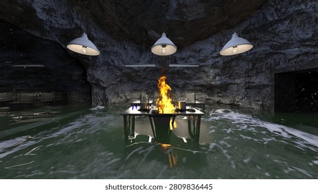3D rendering of the underground hideout