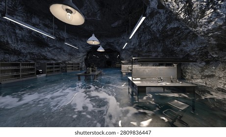 3D rendering of the underground hideout